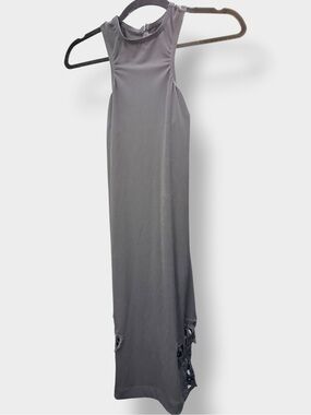 Dress the Population NWT Sleeveless Gray Midi Dress with Hem Cutouts-Size Small